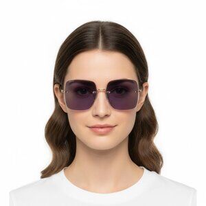 Gucci Womens Square/Rectangle Gold Gold Blue Fashion Designer Eyewear